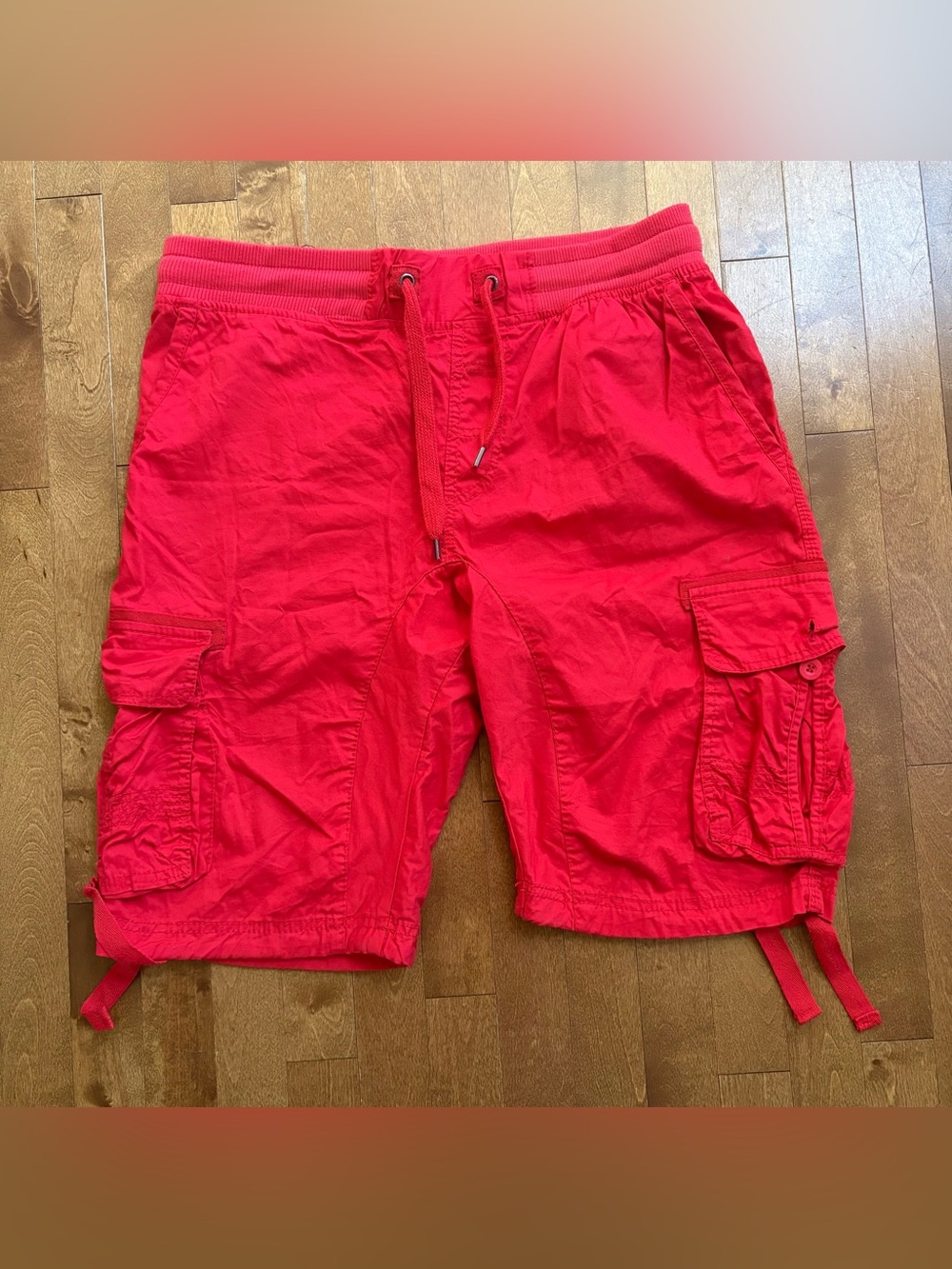 Vintage Y2K Southpole Bright Red Cargo Shorts - Drawstring Waist - Size XL